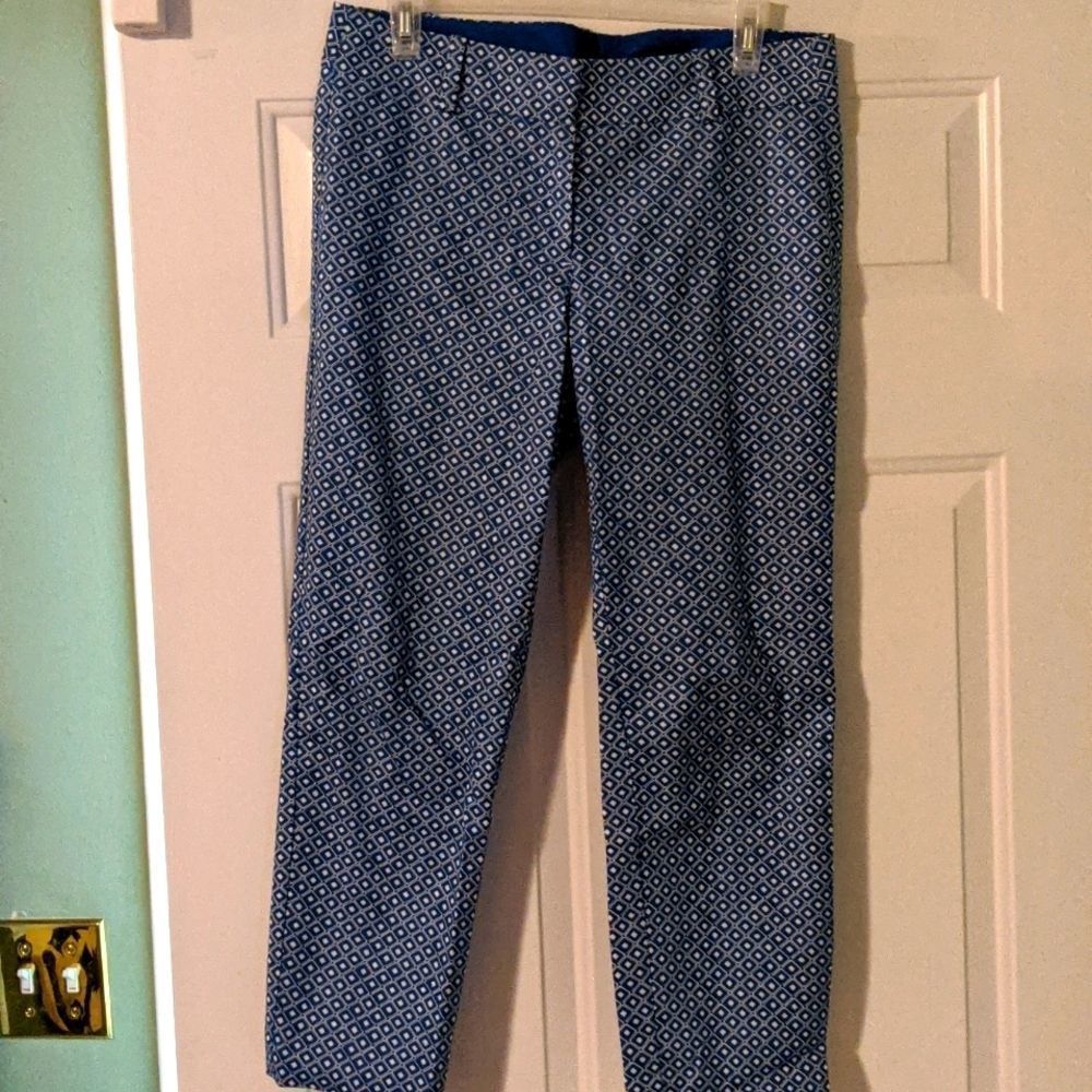 ANN Taylor 6 Carnegie crop blue pants pattern cute comfy spring summer